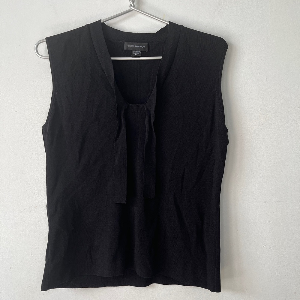 Cable and Gauge Black Pull Over Sweater Vest Size XL